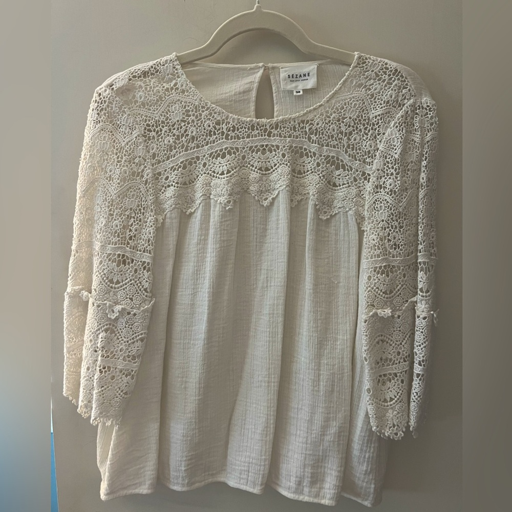 White lace Sezane Top